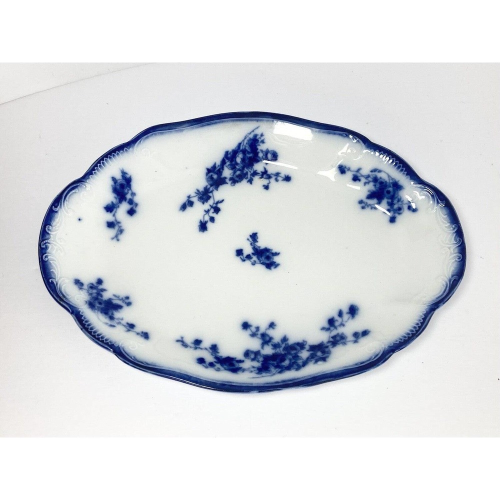 Grindley MARECHAL NEIL Flow Blue, Ceramic Serving Platter, 14 1/4” England